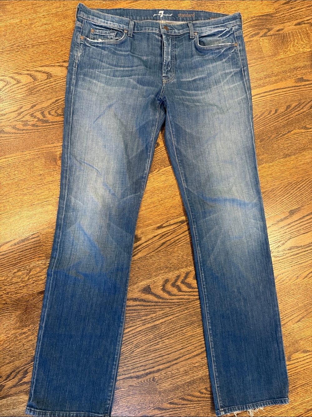 7 For All Mankind Slim Straight Blue Jeans